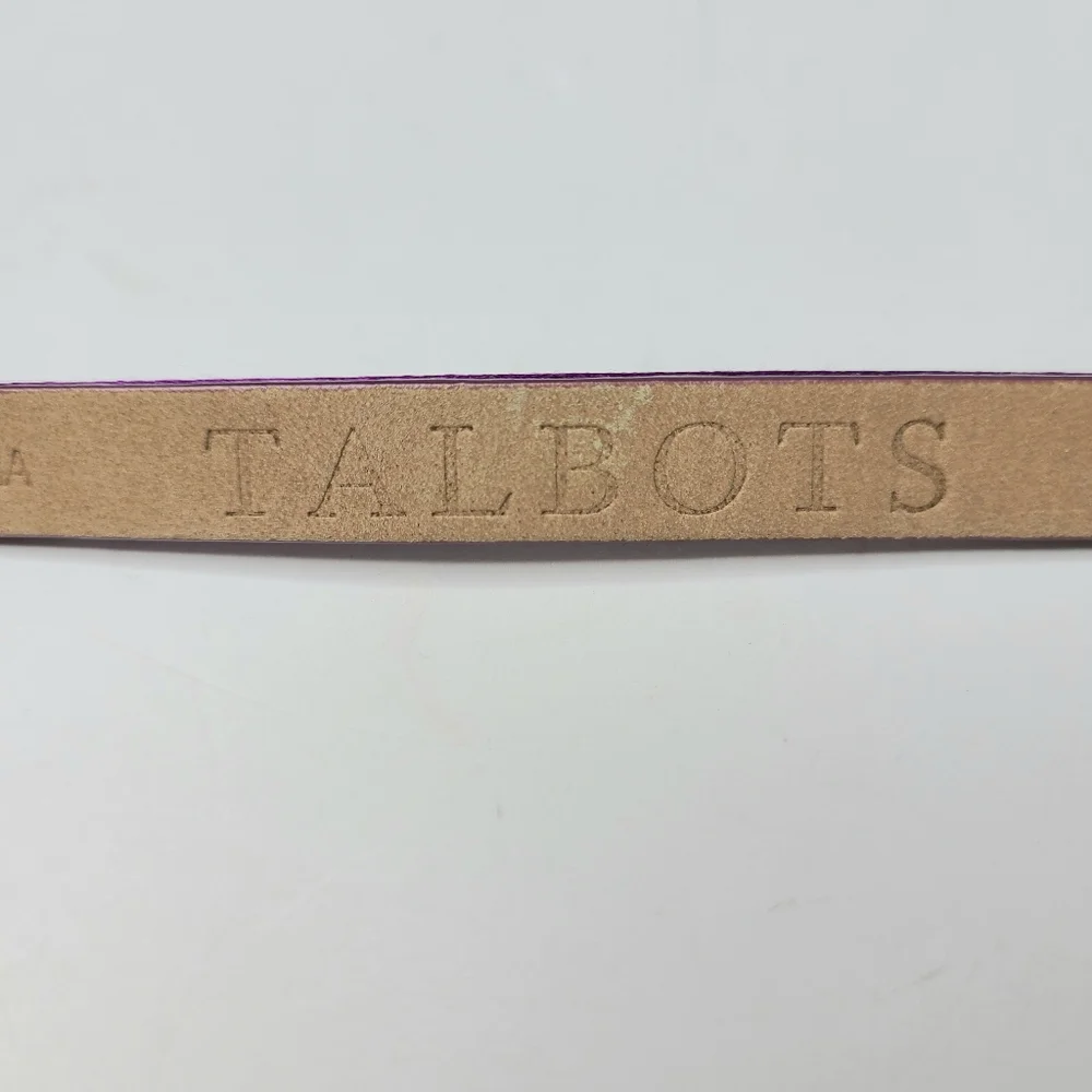 Talbots Bright Purple Silk Cotton Genuine Leather Skinny Belt